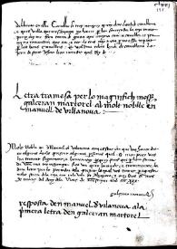 Correspondència de Galceran Martorell amb Manuel de Villanova i Ausias March conservada al Ms. 7811. Lletres de Batalla, de la Biblioteca Nacional de Madrid | Biblioteca Virtual Miguel de Cervantes