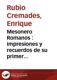 Mesonero Romanos : impresiones y recuerdos de su primer viaje por Europa (1833-1834) / Enrique Rubio Cremades | Biblioteca Virtual Miguel de Cervantes