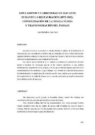 Los caminos y carreteras en Alicante durante la restauración (1875-1902) : Consolidación de la malla viaria y transformaciones del paisaje | Biblioteca Virtual Miguel de Cervantes