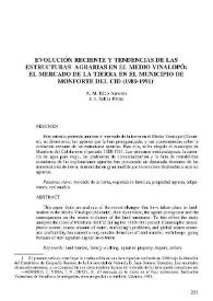 Evolución reciente y tendencias de las estructuras agrarias en el medio Vinalopó : el mercado de la tierra en el municipio de Monforte del Cid (1980-1991) / A.M. Rico Amorós y J.J. Sellés Pérez | Biblioteca Virtual Miguel de Cervantes