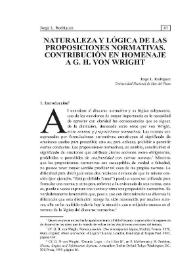 Naturaleza y lógica de las proposiciones normativas. Contribución en homenaje a G.H. von Wright / Jorge L. Rodríguez | Biblioteca Virtual Miguel de Cervantes