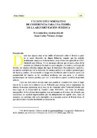 Un concepto normativo de coherencia para una teoría de la argumentación jurídica / Klaus Günther; presentación y traducción de Juan Carlos Velasco Arroyo | Biblioteca Virtual Miguel de Cervantes