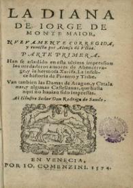 La Diana de Iorge de Monte Maior. Parte primera / nuevamente corregida y reuisada por Alonso de Ulloa | Biblioteca Virtual Miguel de Cervantes