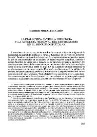 La dialéctica entre la presencia y la ausencia ficcional del destinatario en el discurso epistolar / Marisol Morales Ladrón | Biblioteca Virtual Miguel de Cervantes