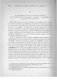 El Monasterio de Santa Clara en Barcelona. Bulas inéditas de Alejandro IV, Urbano IV, Clemente IV, Bonifacio VIII y Juan XXII / Fidel Fita | Biblioteca Virtual Miguel de Cervantes