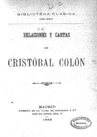 Relaciones y cartas de Cristóbal Colón | Biblioteca Virtual Miguel de Cervantes