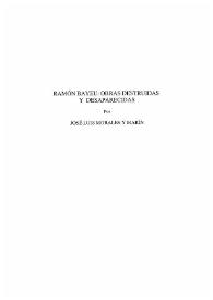 Ramón Bayeu: obras destruidas y desaparecidas / por José Luis Morales y Marín | Biblioteca Virtual Miguel de Cervantes