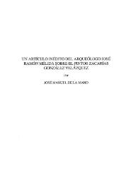 Un artículo inédito del arqueólogo José Ramón Mélida sobre el pintor Zacarías González Velázquez / José Manuel de la Mano | Biblioteca Virtual Miguel de Cervantes