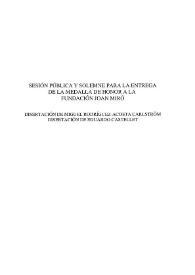 Sesión pública y solemne para la entrega de la medalla de honor a la Fundación Joan Miró / Miguel Rodríguez-Acosta Carlström, Eduardo Castellet | Biblioteca Virtual Miguel de Cervantes