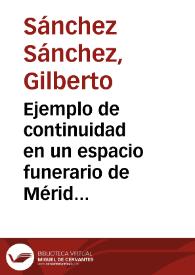 Ejemplo de continuidad en un espacio funerario de Mérida. Intervención arqueológica en un solar s/n de la C/ Travesía Marquesa de Pinares / Gilberto Sánchez Sánchez | Biblioteca Virtual Miguel de Cervantes