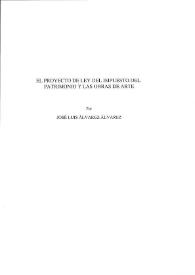 El proyecto de ley del impuesto del patrimonio y las obras de arte / José Luis Álvarez Álvarez | Biblioteca Virtual Miguel de Cervantes