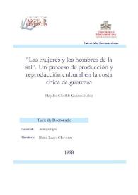 Las mujeres y los hombres de la sal : un proceso de producción y reproducción cultural en la Costa Chica de Guerrero / Haydée Clotilde Quiroz Malca | Biblioteca Virtual Miguel de Cervantes