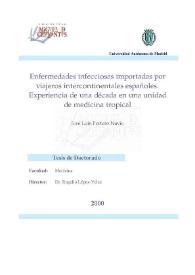 Enfermedades infecciosas importadas por viajeros intercontinentales españoles. Experiencia de una década en una unidad de medicina tropical / José Luis Portero Navío | Biblioteca Virtual Miguel de Cervantes