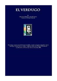 El verdugo / versión teatral Bernardo Sánchez Salas; basada en el guión original de Luis García Berlanga y Rafael Azcona | Biblioteca Virtual Miguel de Cervantes