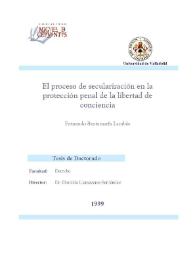 El proceso de secularización en la protección penal de la libertad de conciencia / Fernando Santamaría Lambás | Biblioteca Virtual Miguel de Cervantes