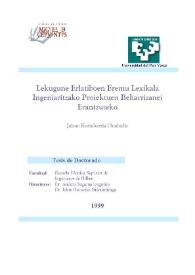 Lekugune erlatiboen eremu lexikala ingeniaritzako proiektuen beharrizanei erantzuteko / Jaime Kortabarria Onaindia | Biblioteca Virtual Miguel de Cervantes