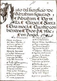 Auto del sacreficio de Abraham | Biblioteca Virtual Miguel de Cervantes