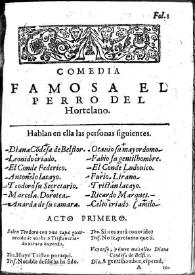 El perro del hortelano : comedia famosa / Lope de Vega | Biblioteca Virtual Miguel de Cervantes