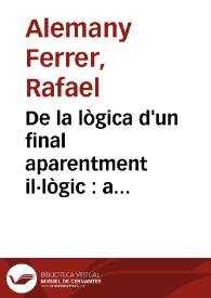 De la lògica d'un final aparentment il·lògic : a pròposit del desenllaç del Tirant lo Blanc / Rafael Alemany Ferrer | Biblioteca Virtual Miguel de Cervantes