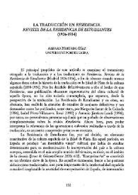 La traducción en residencia. "Revista de la Residencia de Estudiantes" (1926-1934) / Amparo Hurtado Díaz | Biblioteca Virtual Miguel de Cervantes