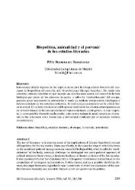 Biopolítica, animalidad y el porvenir de los estudios literarios / Félix Rodríguez Rodríguez | Biblioteca Virtual Miguel de Cervantes