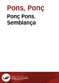 Ponç Pons. Semblança | Biblioteca Virtual Miguel de Cervantes