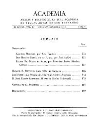 Academia : Boletín de la Real Academia de Bellas Artes de San Fernando. Segundo semestre de 1953. Número 2. Preliminares e índice | Biblioteca Virtual Miguel de Cervantes