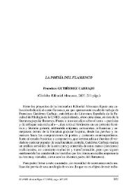 Francisco Gutiérrez Carbajo: "La poesía del flamenco" (Córdoba: Almuzara, 200, 211 págs.) / Santiago Trancón | Biblioteca Virtual Miguel de Cervantes