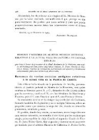 Memoria y resumen de algunas noticias antiguas relativas a la actual villa de la Puebla de Cazalla (Sevilla) / Juan Moreno de Guerra y Alonso | Biblioteca Virtual Miguel de Cervantes