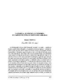 Simone Treca: "La parola, il sogno, la memoria". El Laberinto (1956) di Fernando Arrabal (Pisa: ETS, 2005) / Enrico Di Pastena | Biblioteca Virtual Miguel de Cervantes