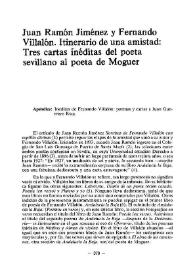 Juan Ramón Jiménez y Fernando Villalón. Itinerario de una amistad : tres cartas inéditas del poeta sevillano al poeta de Moguer / Jacques Issorel | Biblioteca Virtual Miguel de Cervantes