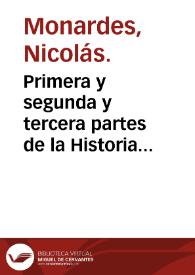 Primera y segunda y tercera partes de la Historia medicinal, de las cosas que se traen de nuestras Indias Occidentales, que siruen en Medicina ;  Tratado de la Piedra Bezaar y de la yerua escuerçonera ; Dialogo de las grandezas del hierro y de sus virtudes medicinales ; Tratado de la nieue y del beuer frio / hechos por el doctor Monardes ... | Biblioteca Virtual Miguel de Cervantes