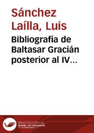 Bibliografía de Baltasar Gracián posterior al IV Centenario / Luis Sánchez Laílla y José Enrique Laplana Gil | Biblioteca Virtual Miguel de Cervantes