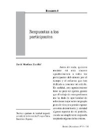 Respuestas a los participantes / David Martínez Zorrilla | Biblioteca Virtual Miguel de Cervantes