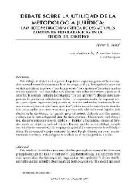 Debate sobre la utilidad de la Metodología Jurídica : una reconstrucción crítica de las actuales corrientes metodológicas en la teoría del derecho / Minor Salas | Biblioteca Virtual Miguel de Cervantes