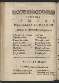 En llegar en ocasion | Biblioteca Virtual Miguel de Cervantes