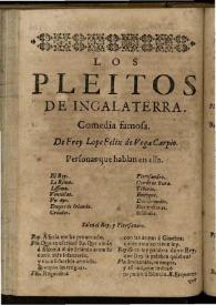 Los Pleitos de Ingalaterra [sic] | Biblioteca Virtual Miguel de Cervantes