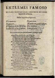 Entremes famoso de los inuencibles hechos de don quijote de la Mancha / compuesto por Francisco de Auila | Biblioteca Virtual Miguel de Cervantes