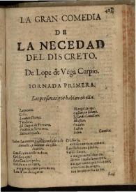 La Necedad del Discreto | Biblioteca Virtual Miguel de Cervantes