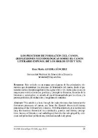 Los procesos de formación del canon : (reflexiones metodológicas sobre el canon literario español de los siglos XVIII y XIX) / Rosa María Aradra Sánchez | Biblioteca Virtual Miguel de Cervantes