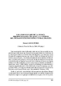 Los años salvajes de la teoría. Philippe Sollers, "Tel Quel" y la génesis del pensamiento post-estructural francés. Valencia: Tirant lo Blanch, 2006, 495 págs. / José Domínguez Caparrós | Biblioteca Virtual Miguel de Cervantes