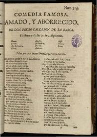 Amado y aborrecido / de don Pedro Calderon | Biblioteca Virtual Miguel de Cervantes