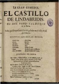 El castillo de Lindabridis / de don Pedro Calderon | Biblioteca Virtual Miguel de Cervantes