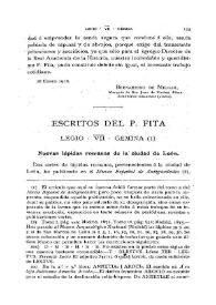 Legio VII Gemina: nuevas lápidas romanas de la ciudad de León / Fidel Fita, S.J. | Biblioteca Virtual Miguel de Cervantes