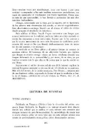 Lectura de revistas (Incluye referencia a las revistas: "Texto Crítico" (México); "Cultura"(Ecuador); "Boletín nicaragüense de bibliografía y documentación") / Horacio Salas | Biblioteca Virtual Miguel de Cervantes