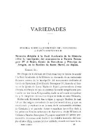 Memoria sobre la inscripción del monumento a Ramón Berenguer IV / Fidel Fita , Bienvenido Oliver, J. de Dios de la Rada y Delgado | Biblioteca Virtual Miguel de Cervantes