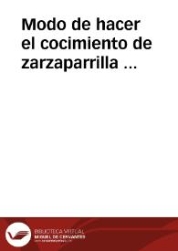 Modo de hacer el cocimiento de zarzaparrilla ... | Biblioteca Virtual Miguel de Cervantes