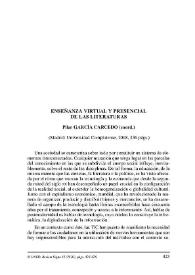 Pilar GARCÍA CARCEDO (coord.): Enseñanza virtual y presencial de las literaturas. Madrid: Universidad Complutense, 2008 / José María García Linares | Biblioteca Virtual Miguel de Cervantes