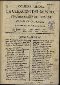 Comedia famosa, La creacion del mundo, y primer culpa del hombre / de Lope de Vega Carpio | Biblioteca Virtual Miguel de Cervantes