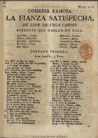 Comedia famosa, La fianza satisfecha / de Lope de Vega Carpio | Biblioteca Virtual Miguel de Cervantes